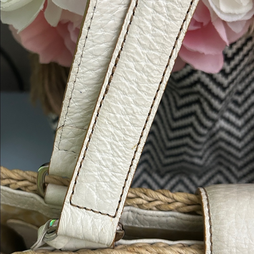 Brighton Cream and Tan Woven Tote - Picture 7 of 16